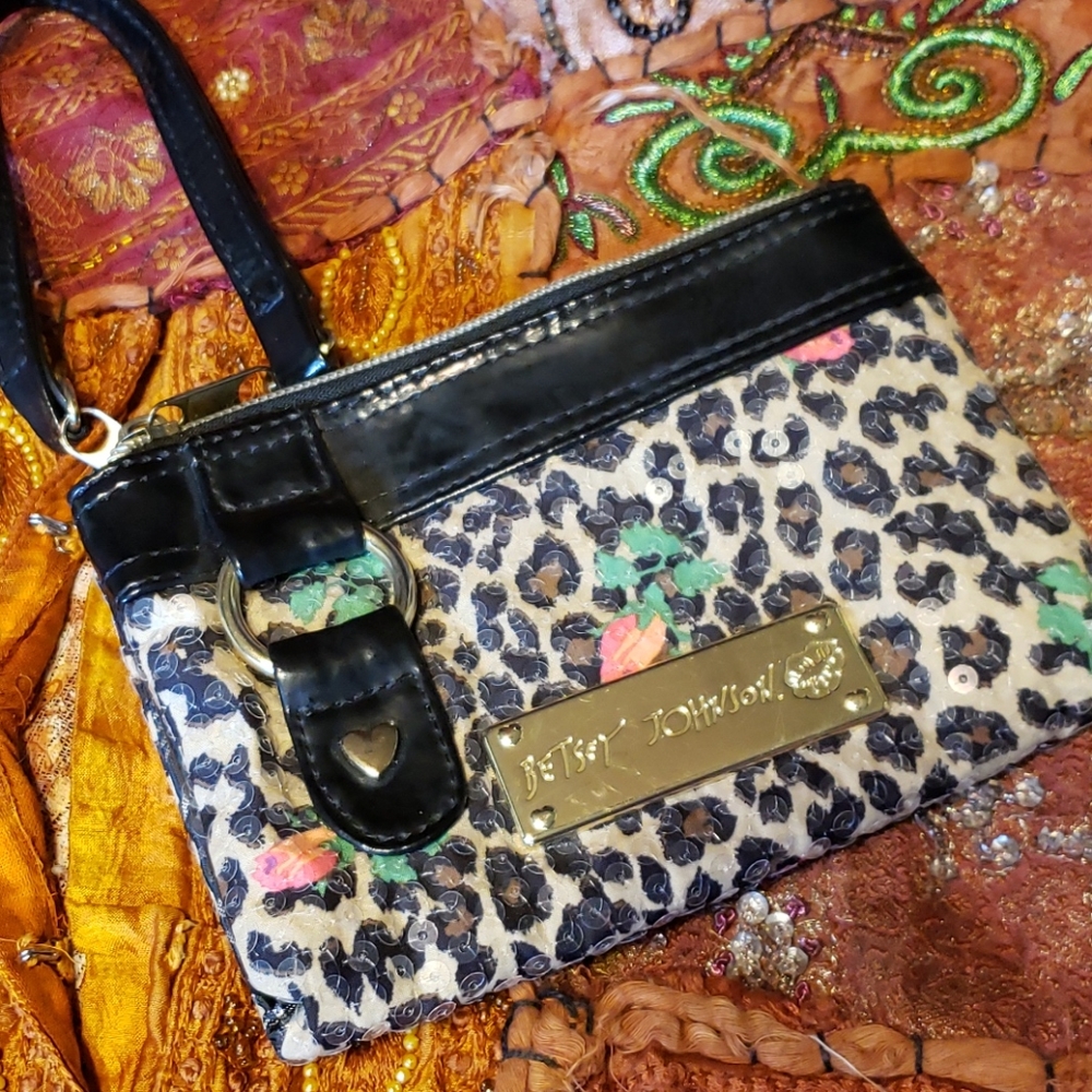 Betsey Johnson animal print wrist purse.